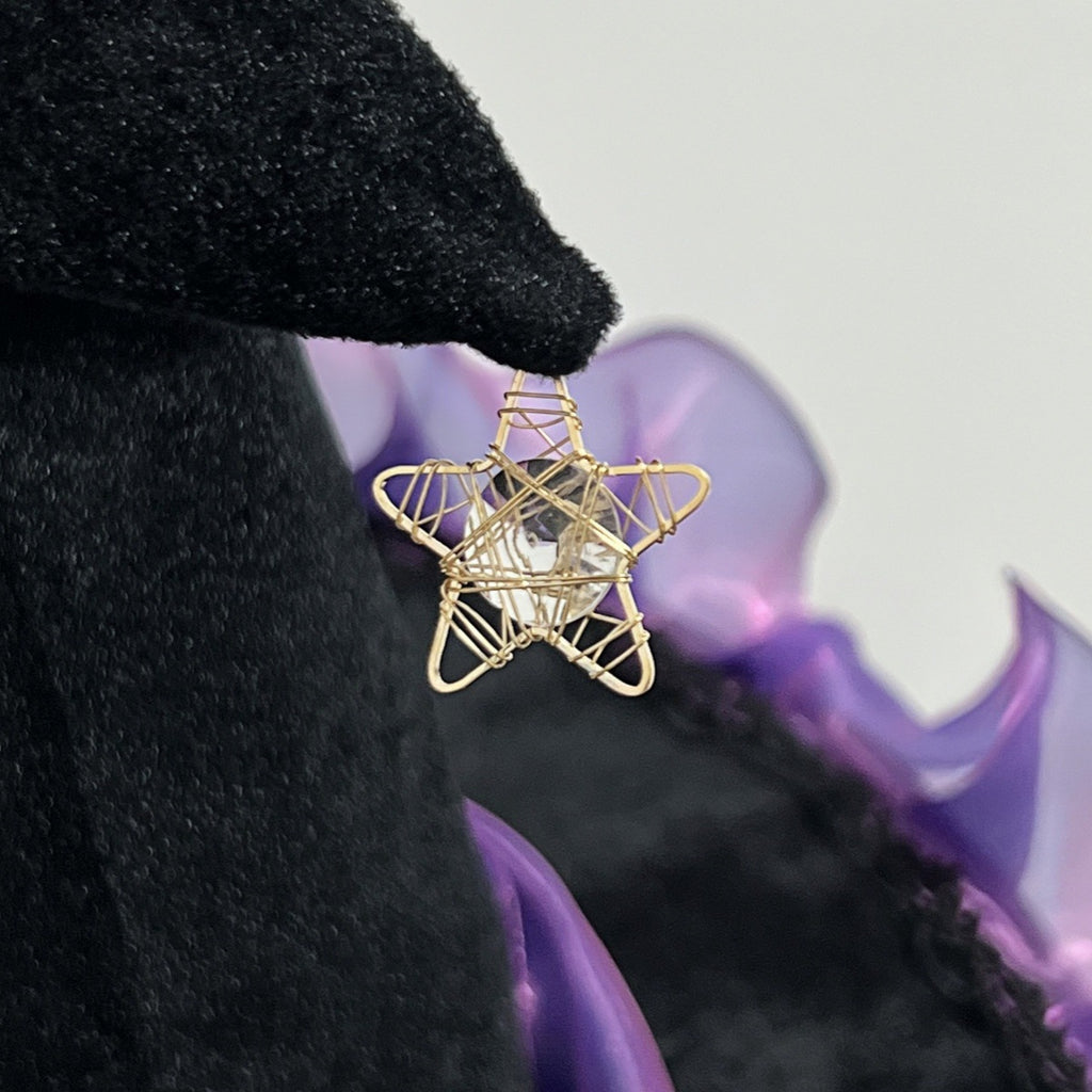 Witch Hat With Organza Bow And Star Charm - Purple - 3