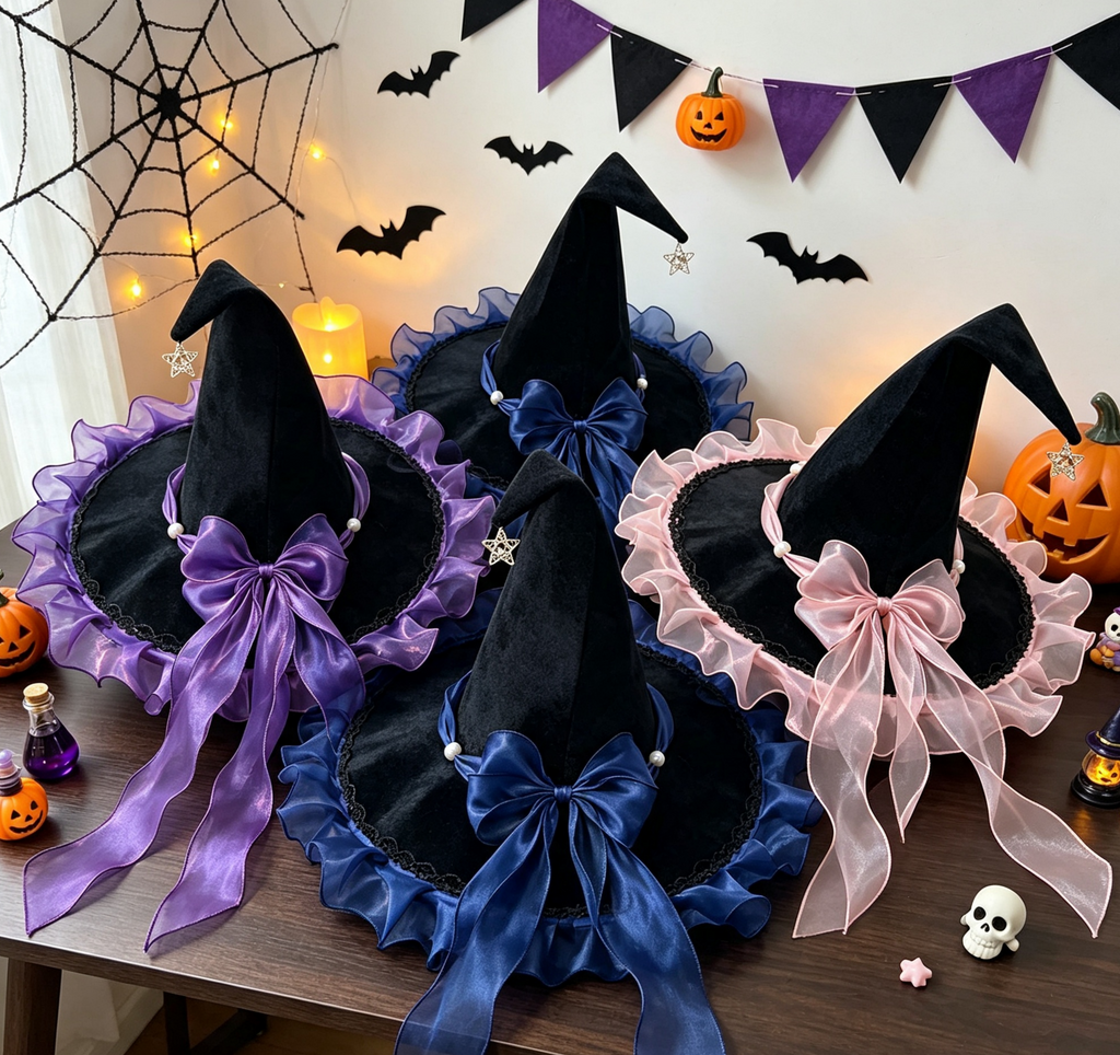 Witch Hat With Organza Bow And Star Charm