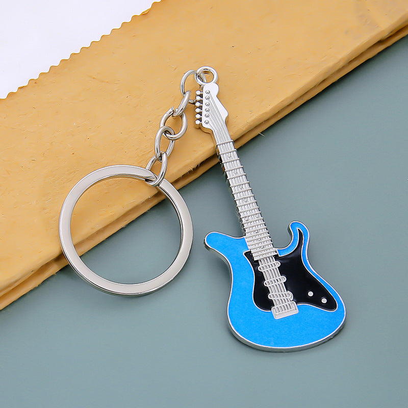 Mini Electric Guitar Keychain Charm - Blue