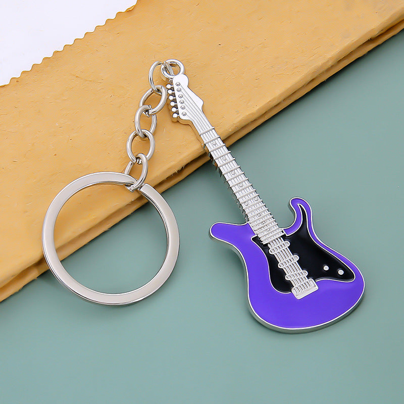 Mini Electric Guitar Keychain Charm - Purple