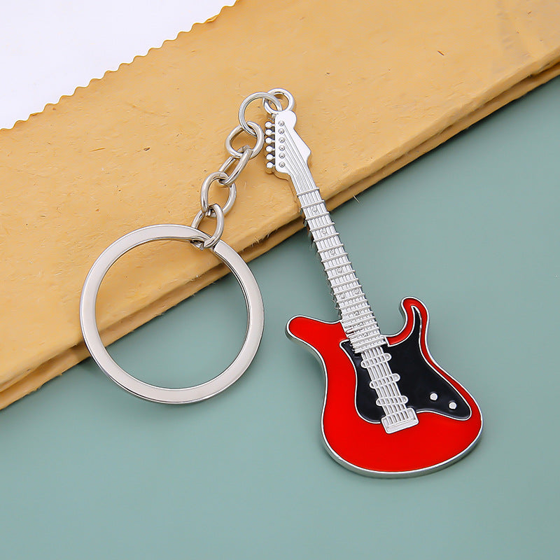 Mini Electric Guitar Keychain Charm - Red
