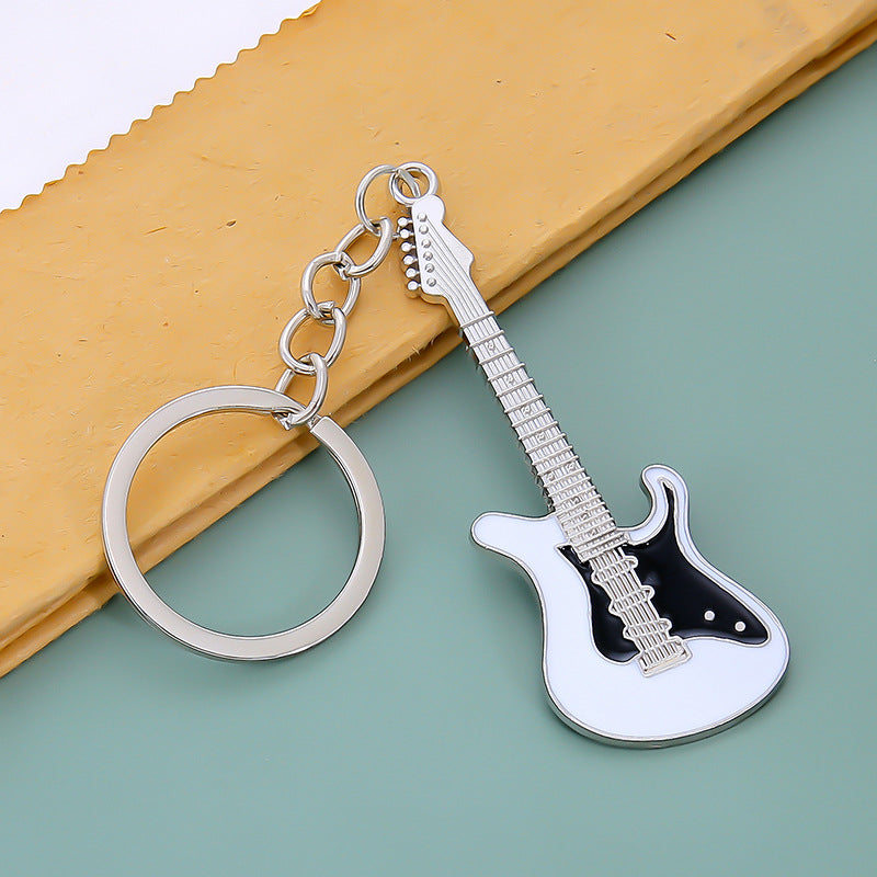 Mini Electric Guitar Keychain Charm - White