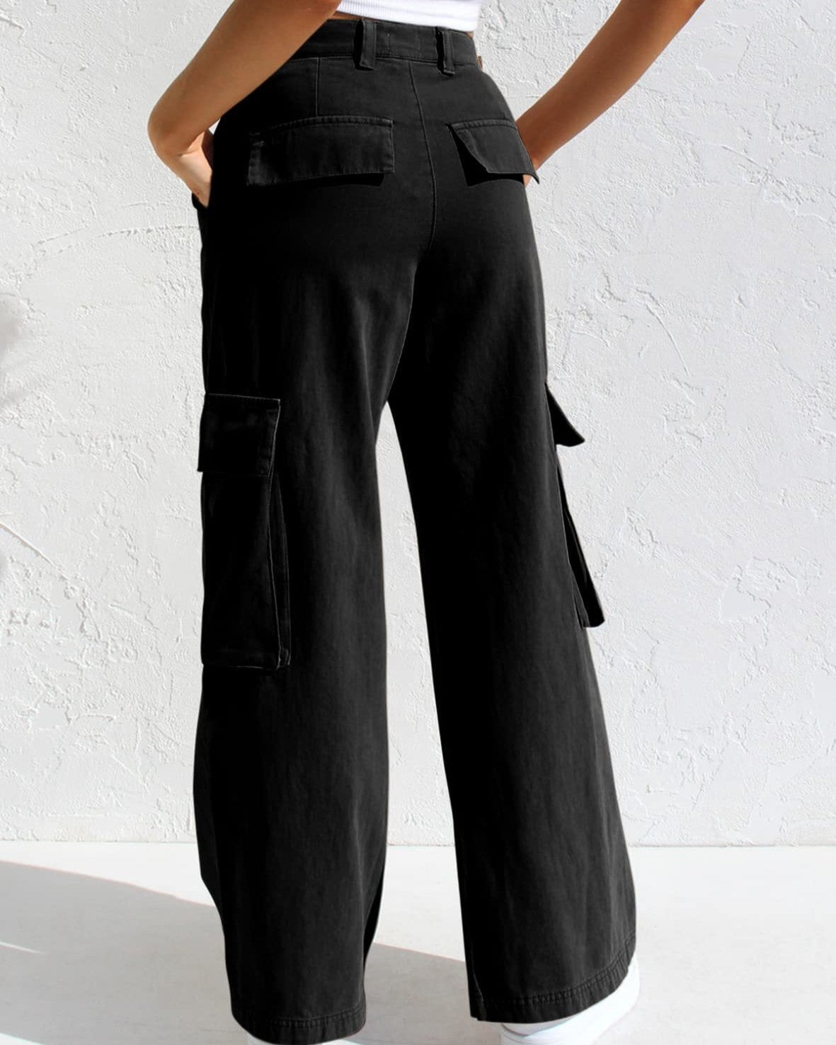 Flap Pocket Wide Leg Cargo Jeans - Green - 2