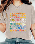 Ditsy Floral Grid Short Sleeve Tee - Khaki