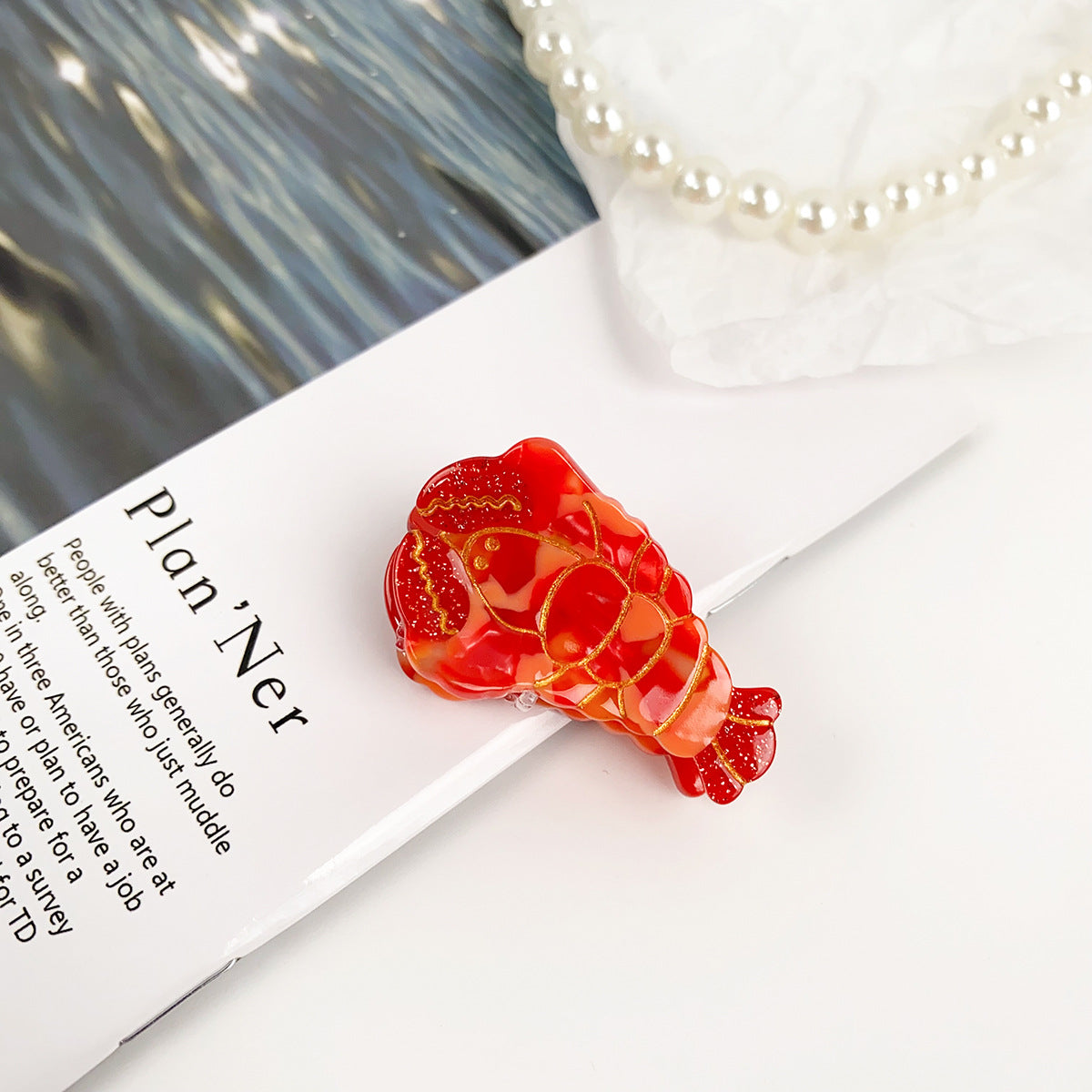 Sea Creature Mini Hair Claw Clip - Crayfish