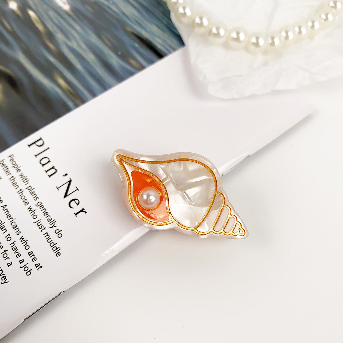Sea Creature Mini Hair Claw Clip - conch