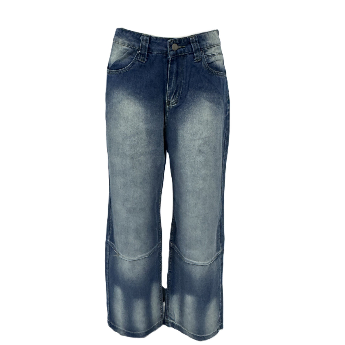 Wing Graphic Baggy Wide Leg Jeans - Blue