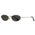 Oval Alloy Metal Frame Vintage Mini Sunglasses - Gold Black