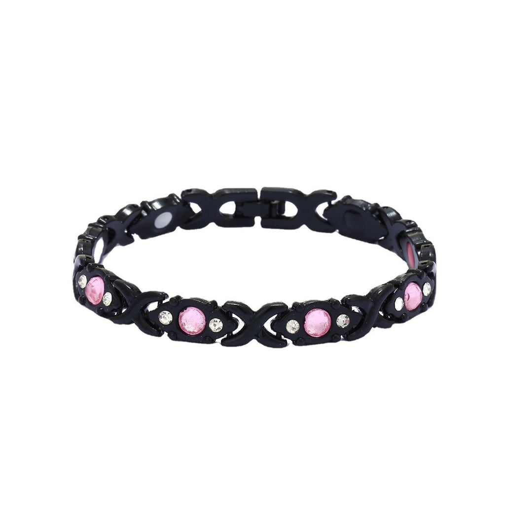 Rhinestone X Link Bangle Bracelet - Color_01