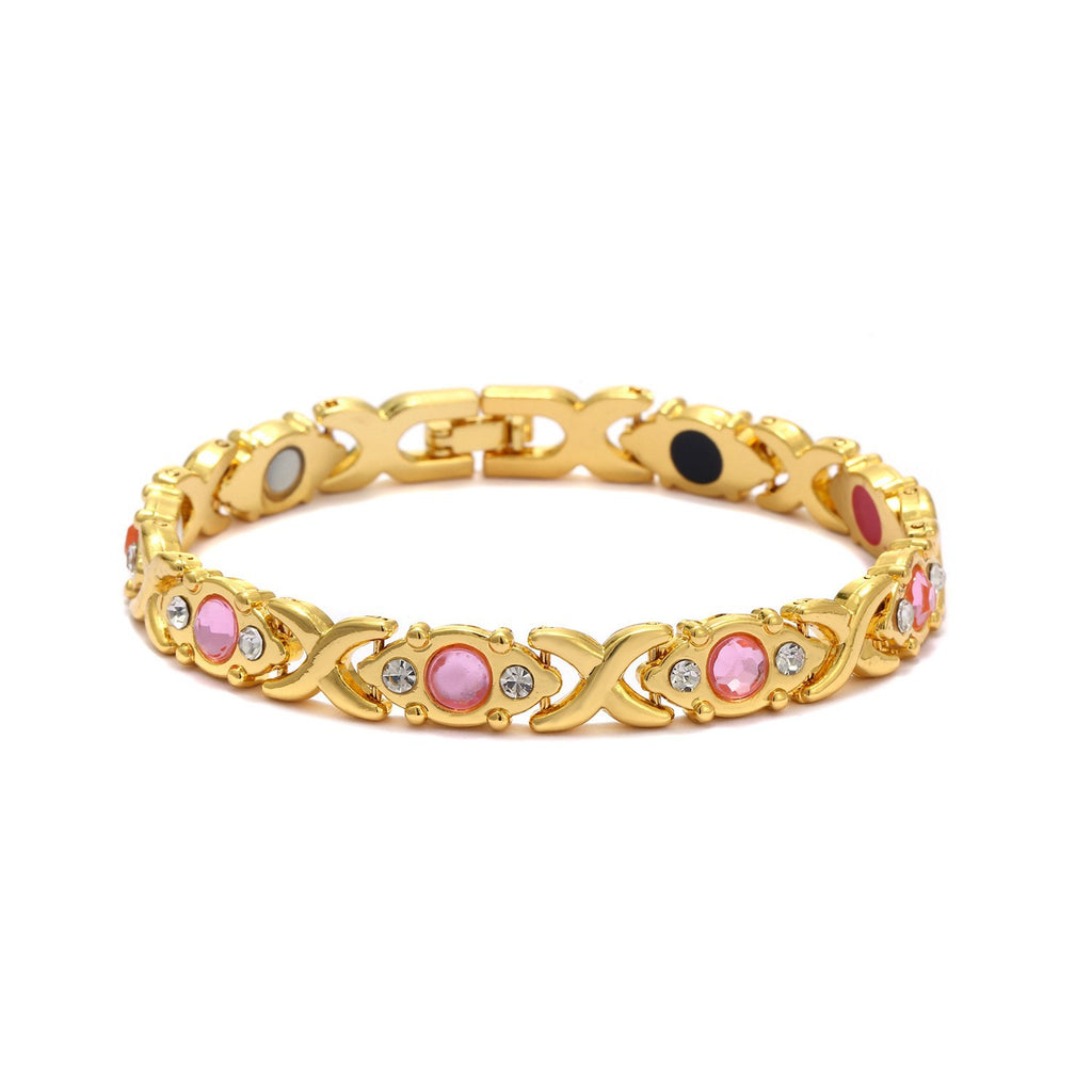 Rhinestone X Link Bangle Bracelet - Color_04
