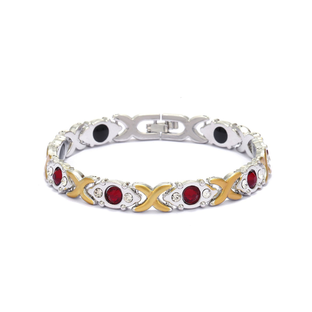 Rhinestone X Link Bangle Bracelet - Color_06