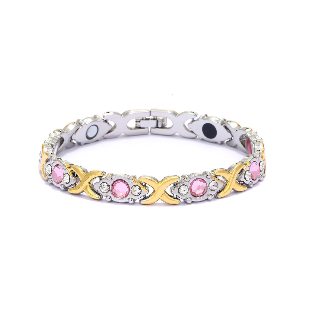 Rhinestone X Link Bangle Bracelet - Color_07