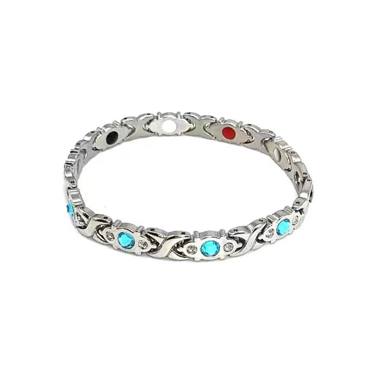 Rhinestone X Link Bangle Bracelet - Color_09