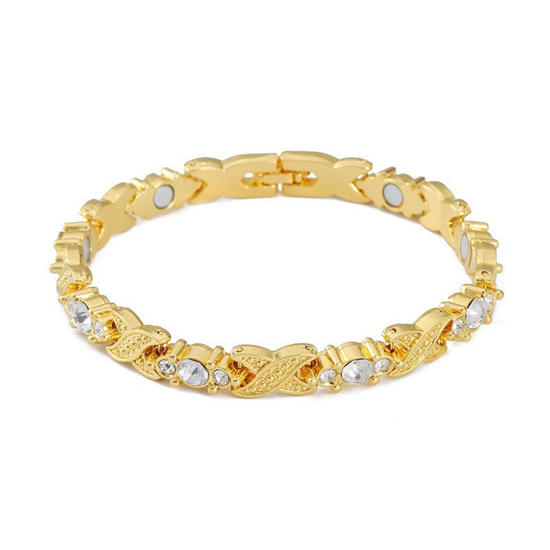 Rhinestone X Link Bangle Bracelet - Color_11