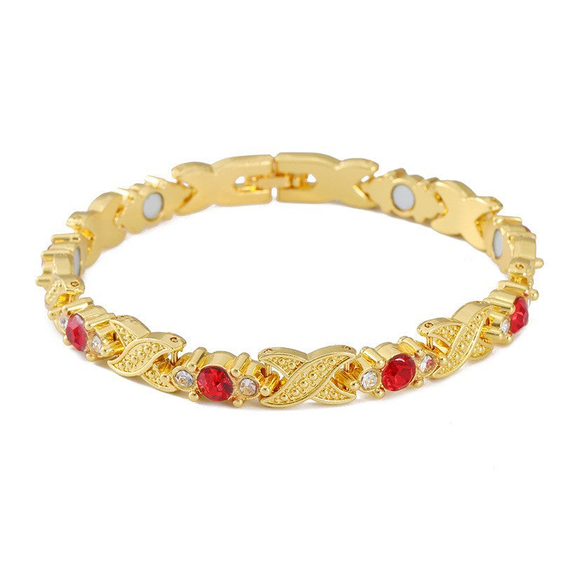 Rhinestone X Link Bangle Bracelet - Color_12