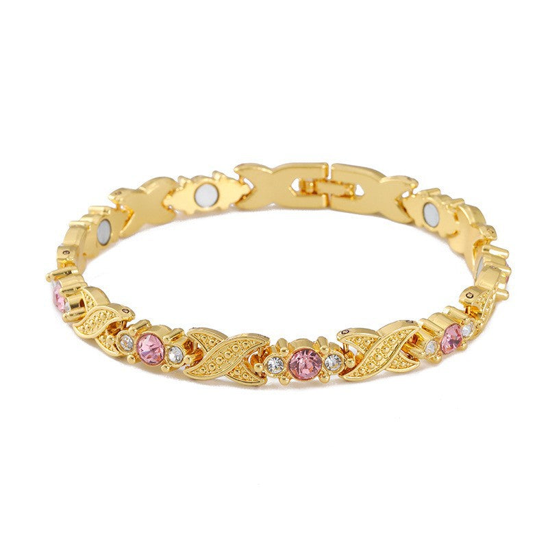 Rhinestone X Link Bangle Bracelet - Color_14