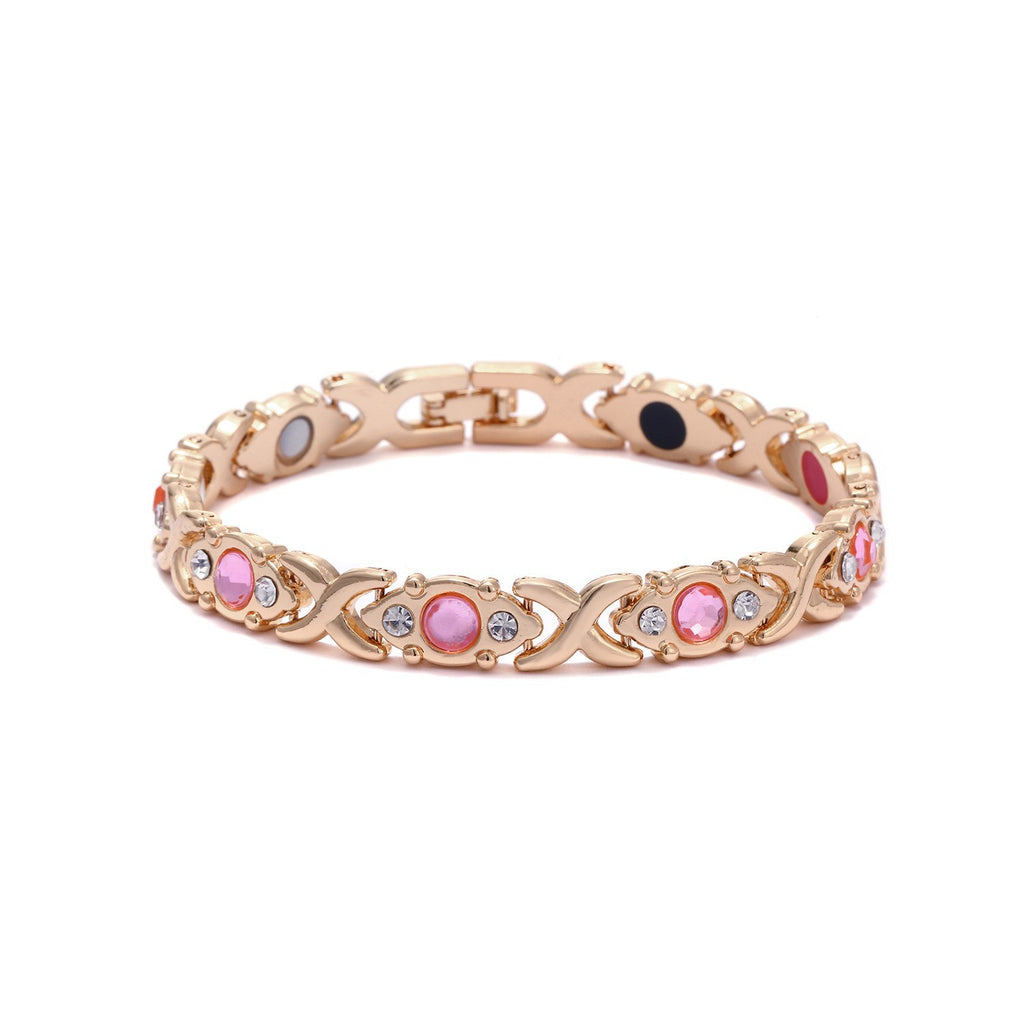 Rhinestone X Link Bangle Bracelet - view 1