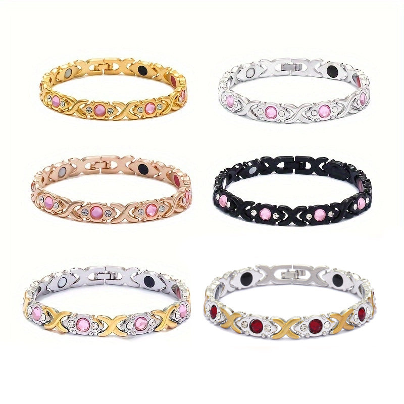 Rhinestone X Link Bangle Bracelet - view 4