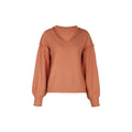 Exposed Seam V Neck Balloon Sleeve Sweater - Orange