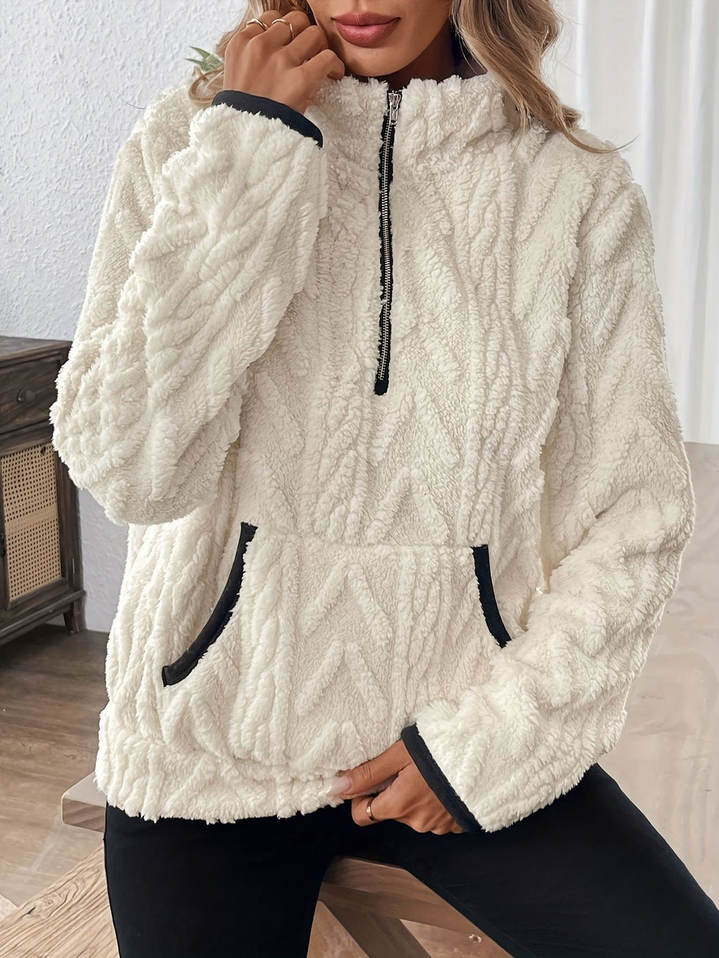 Textured Fleece Half Zip Pullover