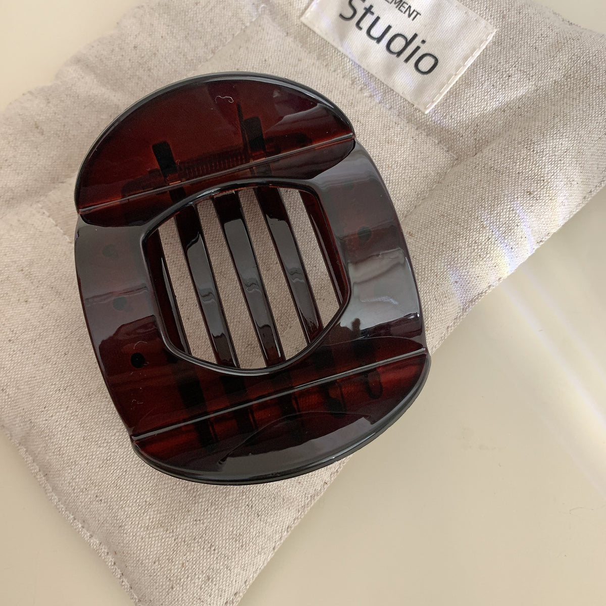 Rounded Square Glossy Hair Claw Clip - L_Brown