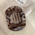 Rounded Square Glossy Hair Claw Clip - L_GREY_L