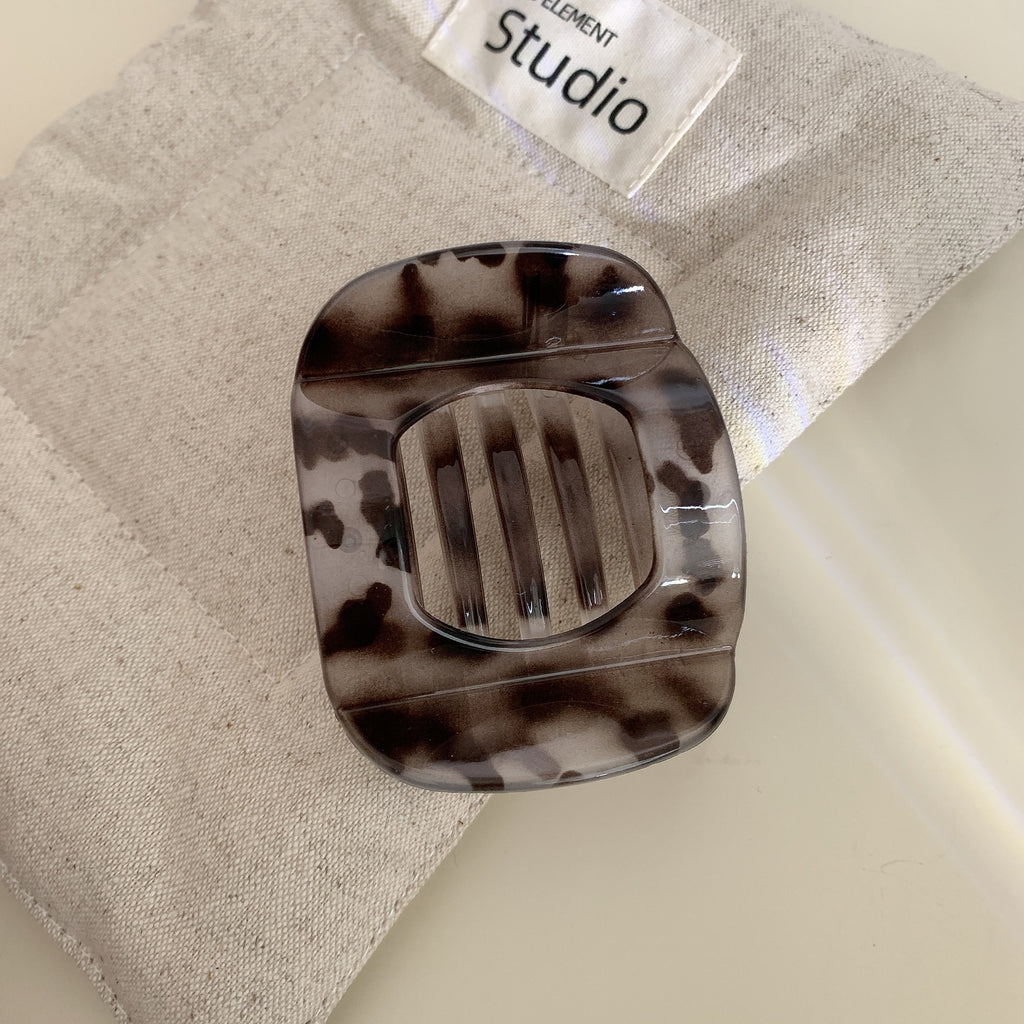 Rounded Square Glossy Hair Claw Clip - S_GREY_L