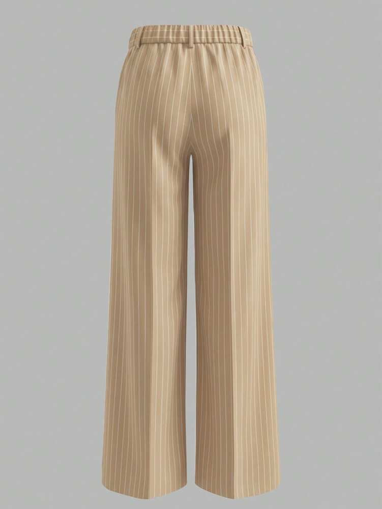 Pinstripe Wide Leg Tailored Office Pants