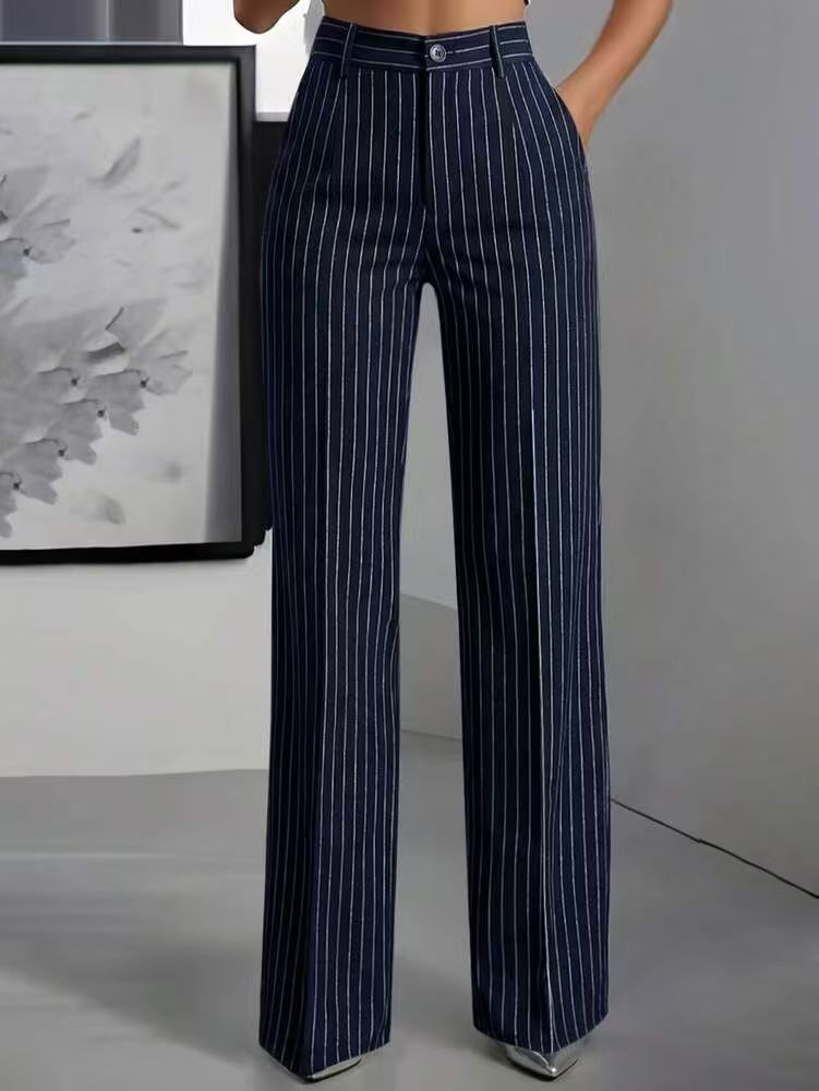 Pinstripe Wide Leg Tailored Office Pants - view 1