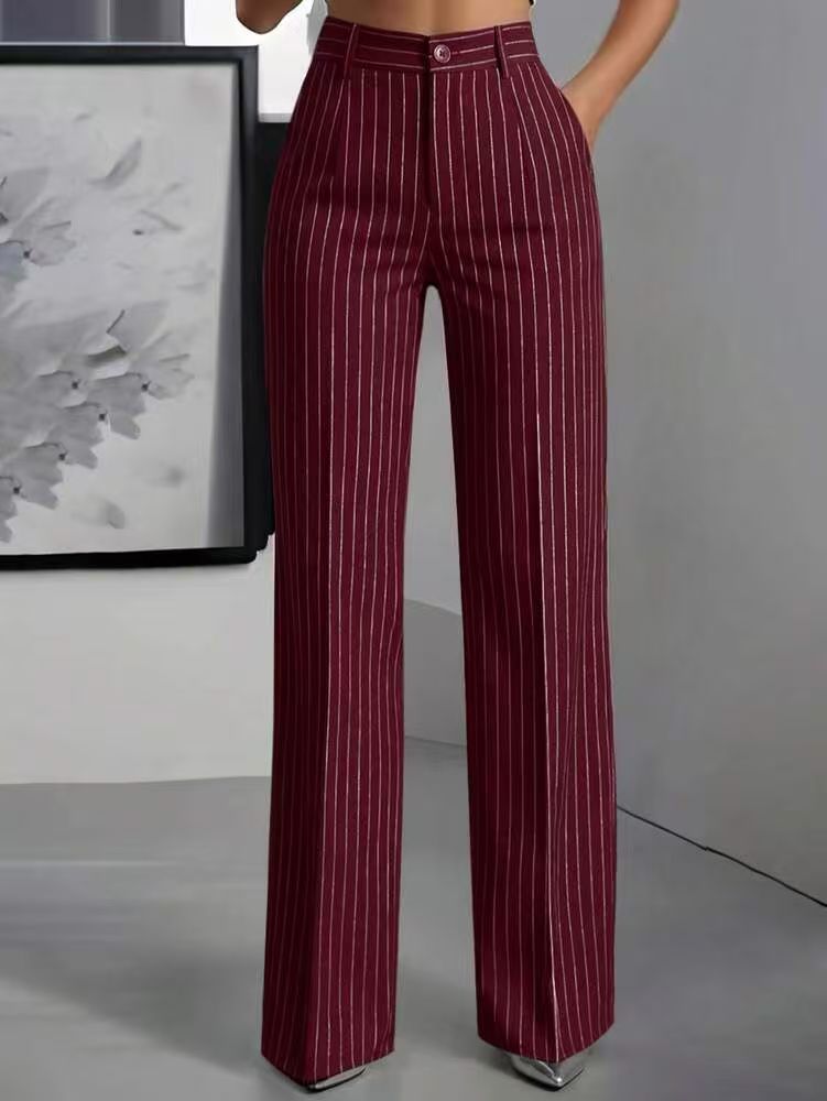 Pinstripe Wide Leg Tailored Office Pants - view 2