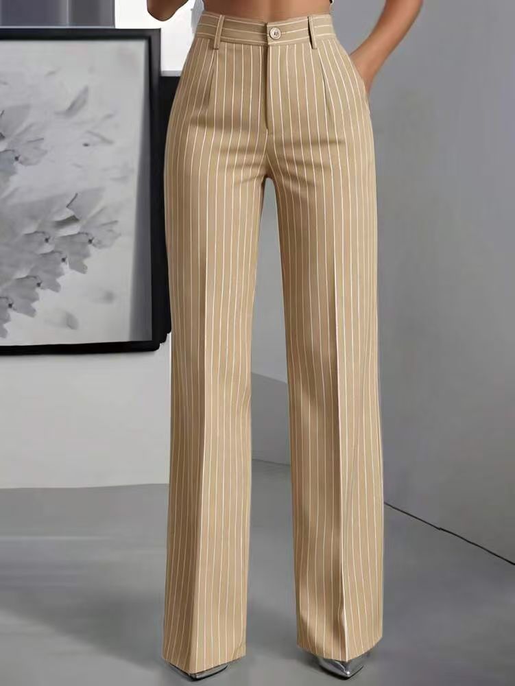Pinstripe Wide Leg Tailored Office Pants - view 3