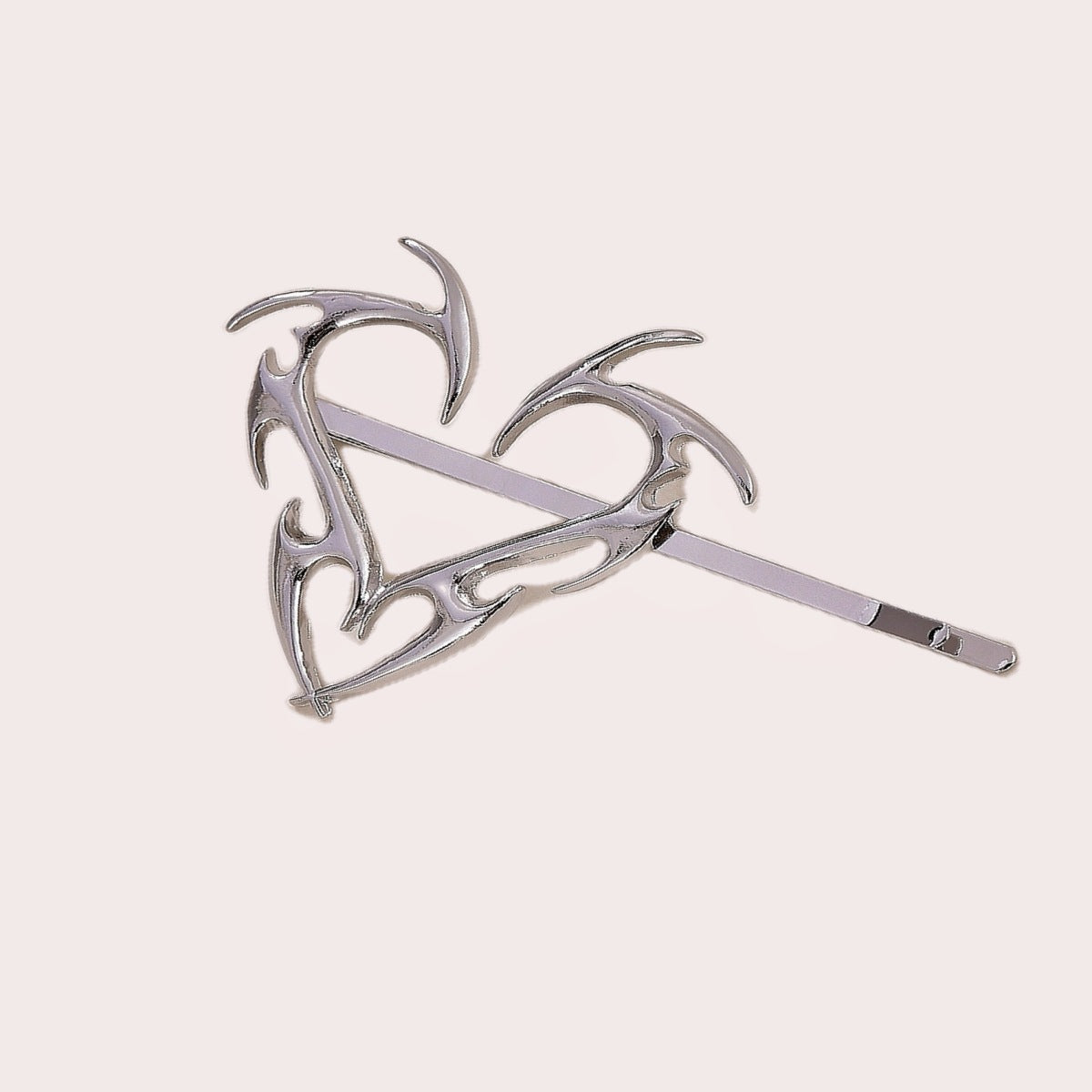 Flame Outline Heart Metal Hair Pin - Left_S