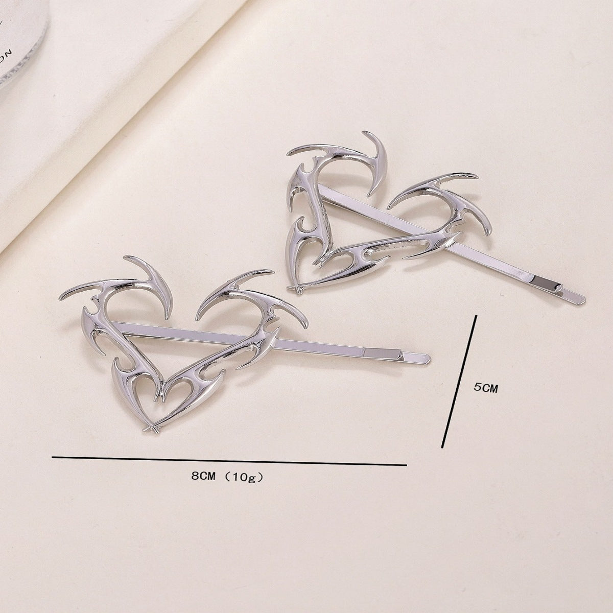 Flame Outline Heart Metal Hair Pin - view 1