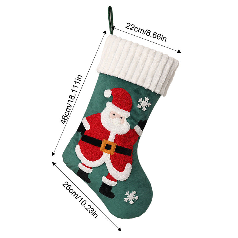 Appliqué Christmas Stocking With Plush Cuff - Santa - 1