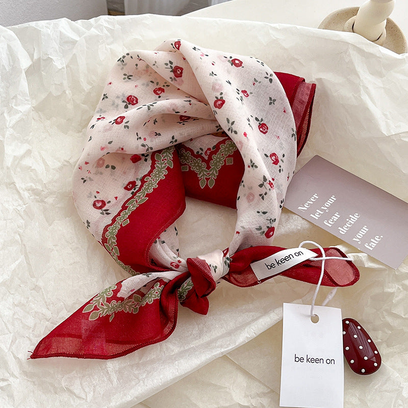 Vintage Ditsy Floral Bandana Neck Scarf - NO02