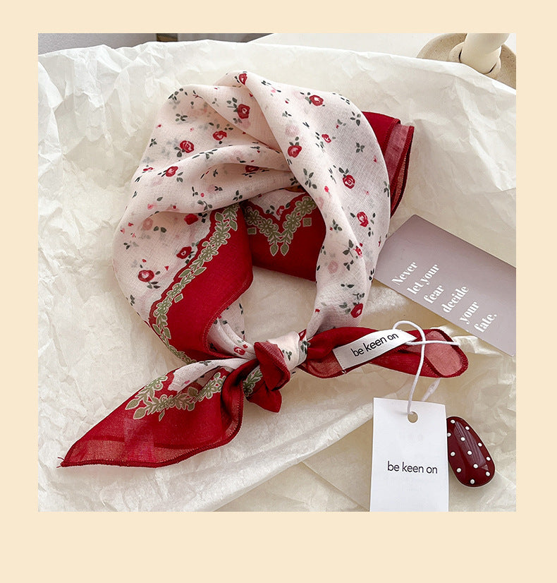 Vintage Ditsy Floral Bandana Neck Scarf - view 9