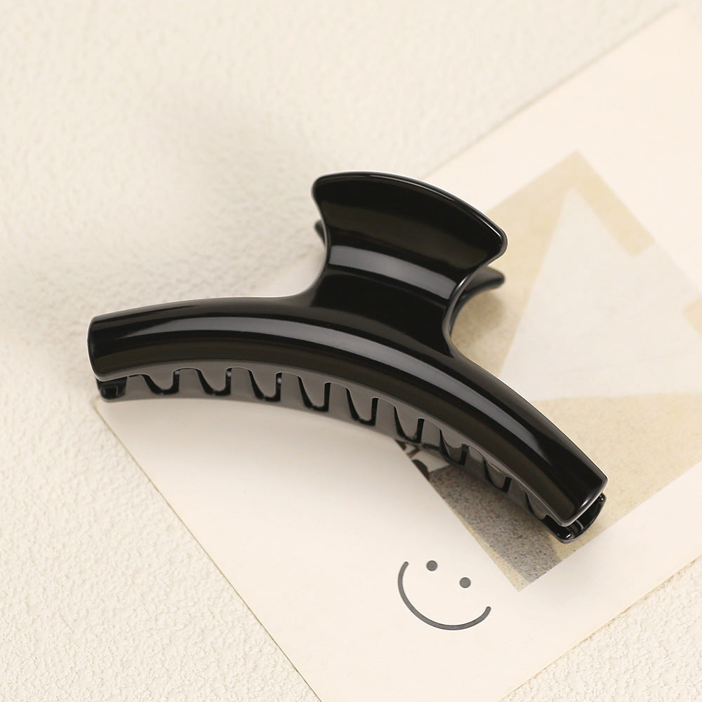 Glossy Curved Hair Claw Clip for Everyday Updos - Black