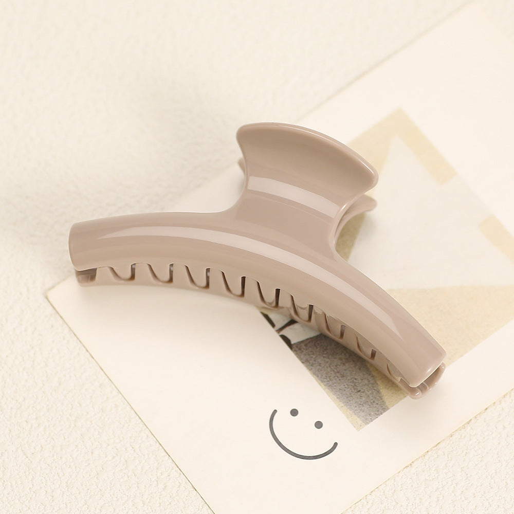 Glossy Curved Hair Claw Clip for Everyday Updos - Dark_Beige
