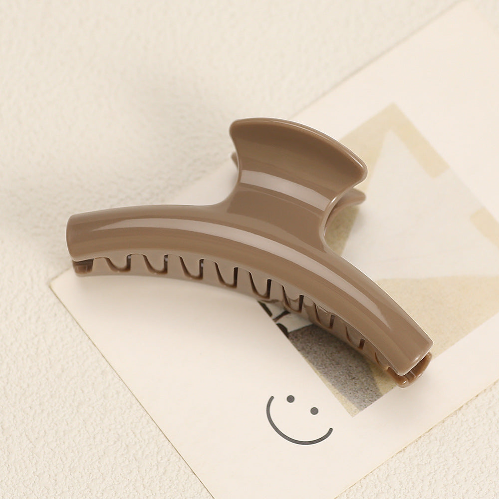 Glossy Curved Hair Claw Clip for Everyday Updos - Light_Brown