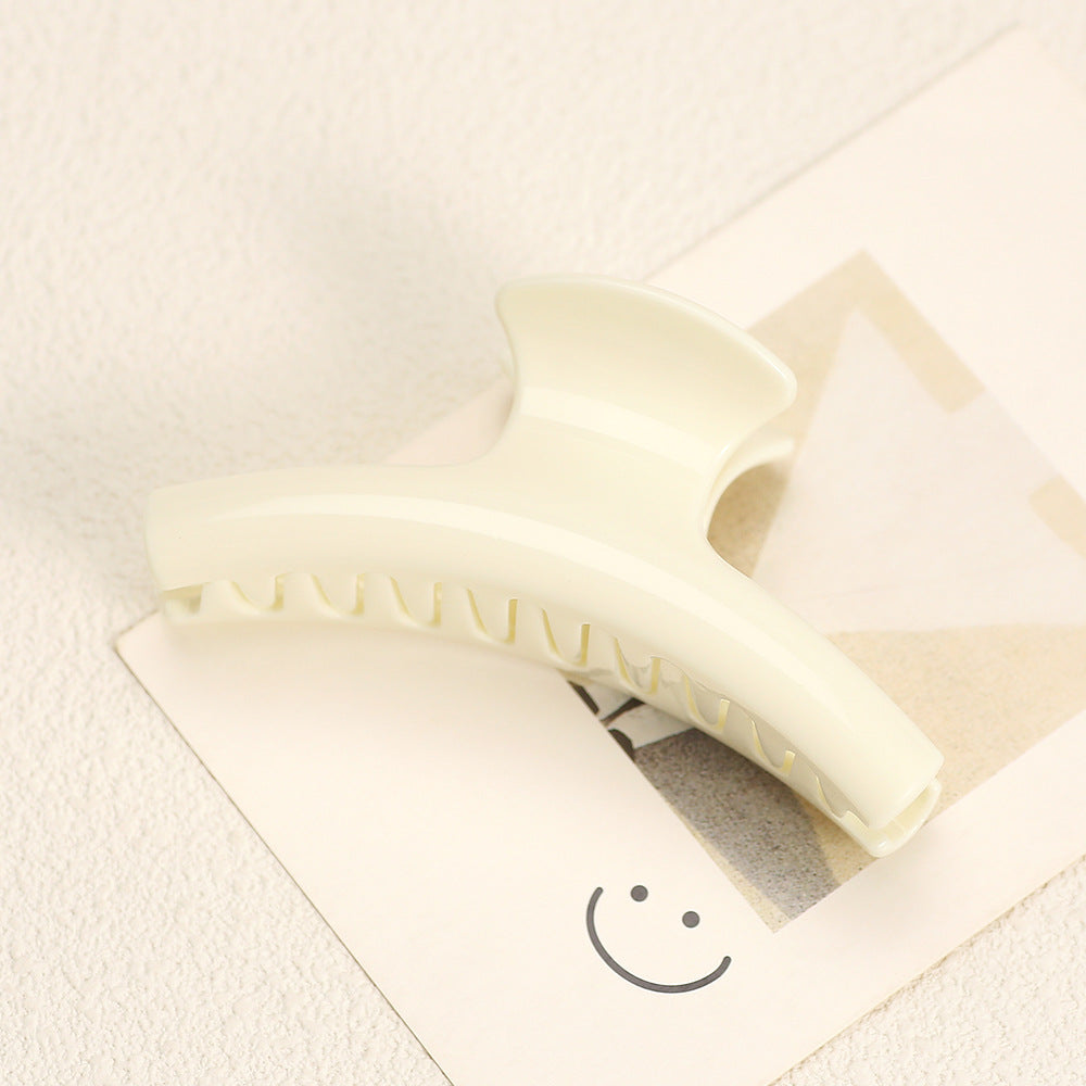 Glossy Curved Hair Claw Clip for Everyday Updos - Milky_White