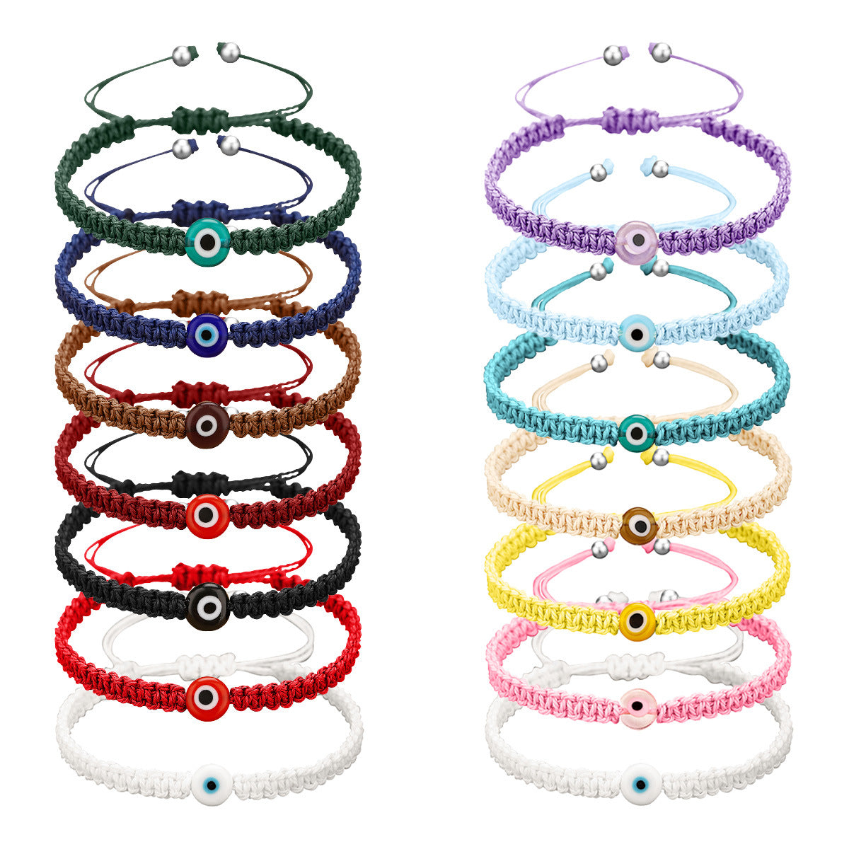 Evil Eye Macrame Cord Slider Bracelet