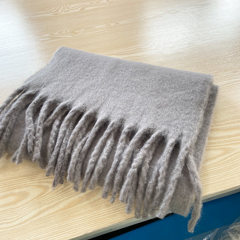 Brushed Fringe Oversized Winter Blanket Scarf - Color_12