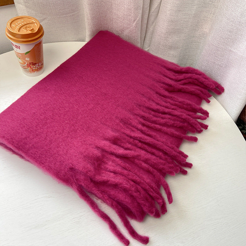 Brushed Fringe Oversized Winter Blanket Scarf - Color_19
