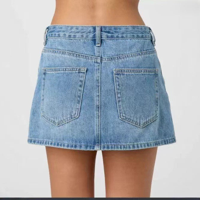 Five Pocket A-Line Denim Mini Skirt