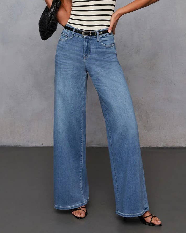 High Waist Wide Leg Floor Sweeping Jeans
