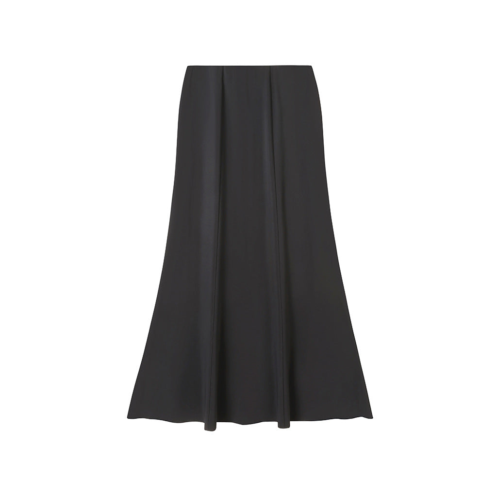 Black High Waisted Flared Maxi Skirt - Black