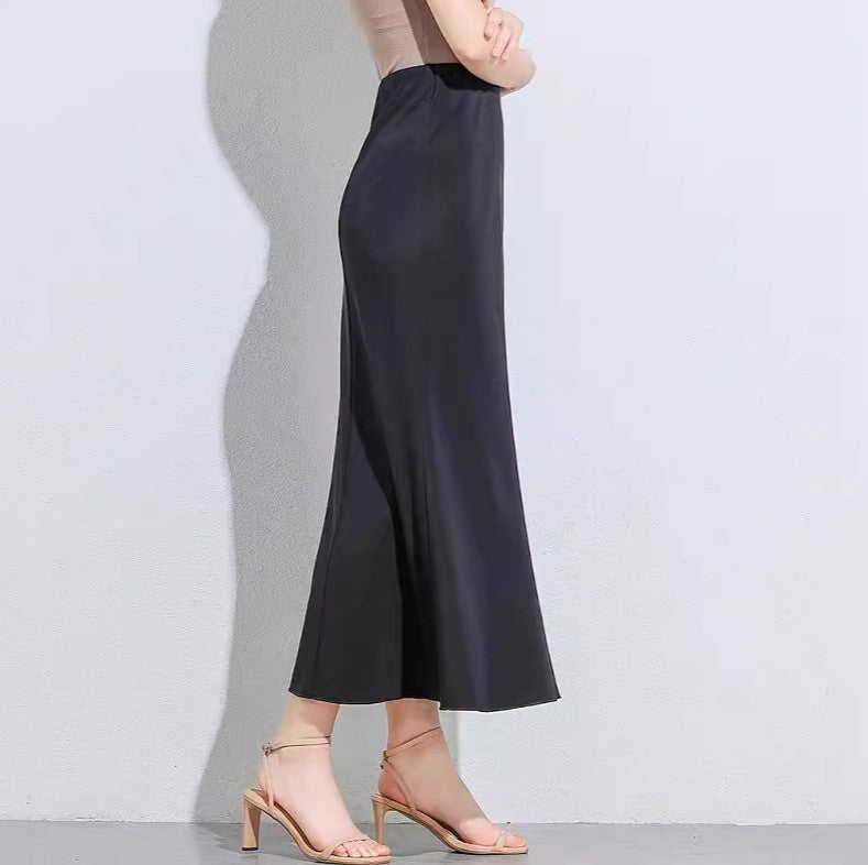 Black High Waisted Flared Maxi Skirt - Black - 3