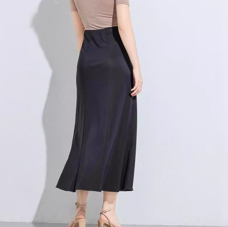 Black High Waisted Flared Maxi Skirt - Black - 4