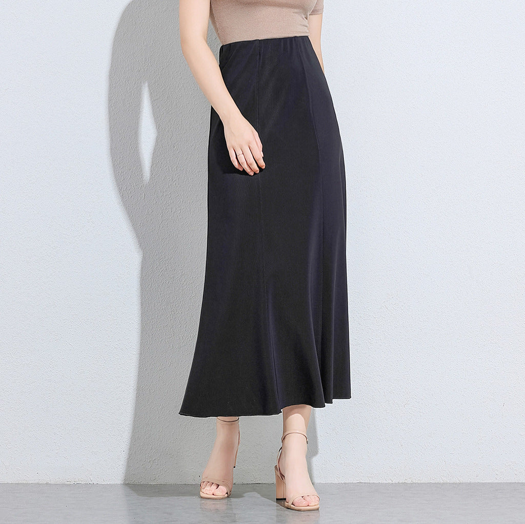 Black High Waisted Flared Maxi Skirt