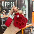 Faux Leather Cat Paw Keychain Charm - Red